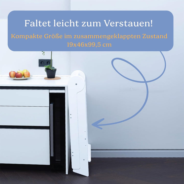 TOYBOX Lernturm Klappbar, Lernturm für Kinder, Höchste Sicherheit, Montessori Lernturm ab 1 Jahr, Kü