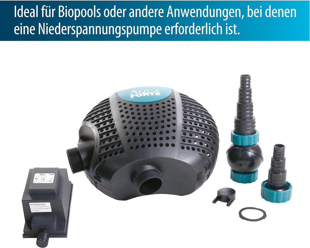 AquaForte O-Plus 10.000 Niederspannungs-Filterpumpe (12 Volt) Filterpumpe, 85 Watt, Maximale Förderm