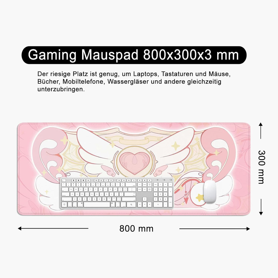 Mauspad Rosa Schreibtischunterlage Süss. 80x30cm Mousepad XL Gross Mauspad Kawai, Computer PC Tastat
