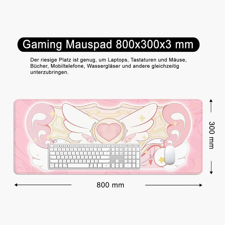 Mauspad Rosa Schreibtischunterlage Süss. 80x30cm Mousepad XL Gross Mauspad Kawai, Computer PC Tastat