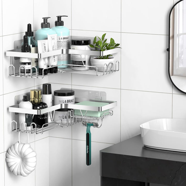 Kegii Duschablage Ecke, Duschregal ohne Bohren Edelstahl, Badezimmer Regal, Shampoo Halterung für Du