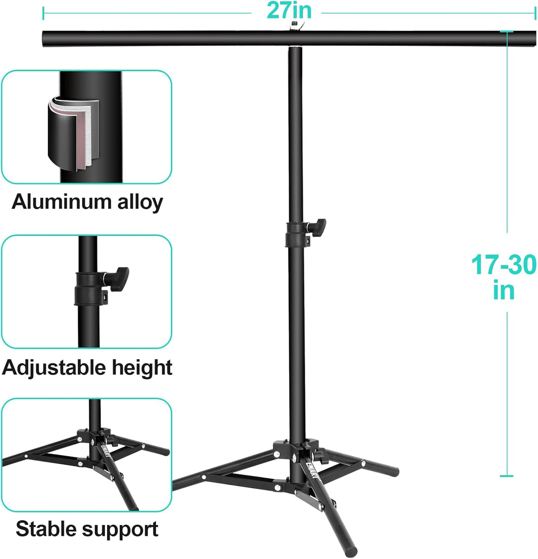 EMART T Form Hintergrund Ständer, T Stativständer Fotohintergrund 68x76cm, Hintergrundsystem mit 7 B