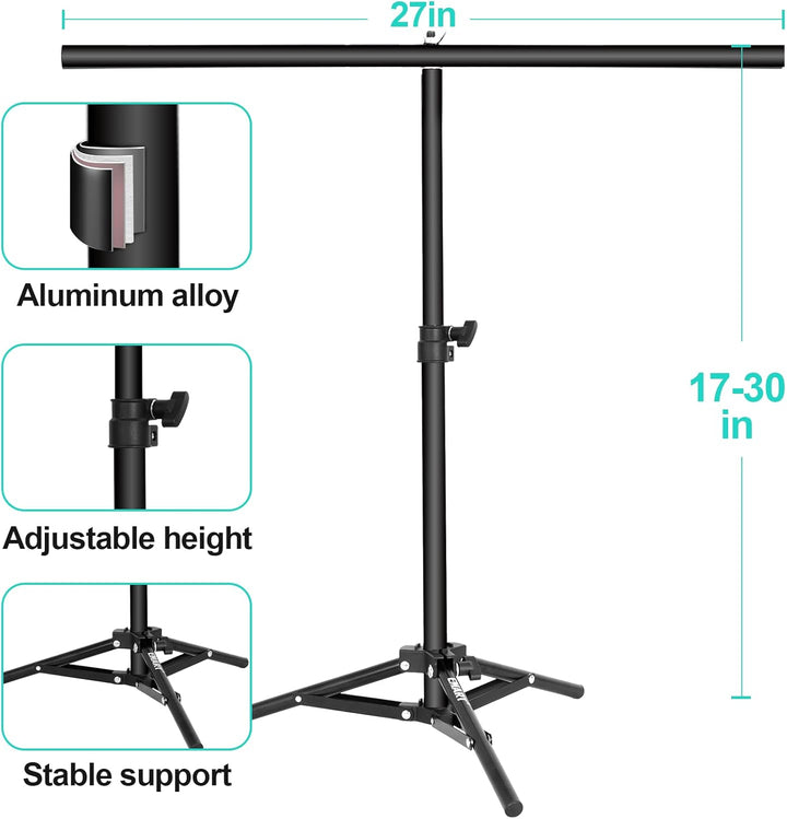 EMART T Form Hintergrund Ständer, T Stativständer Fotohintergrund 68x76cm, Hintergrundsystem mit 7 B