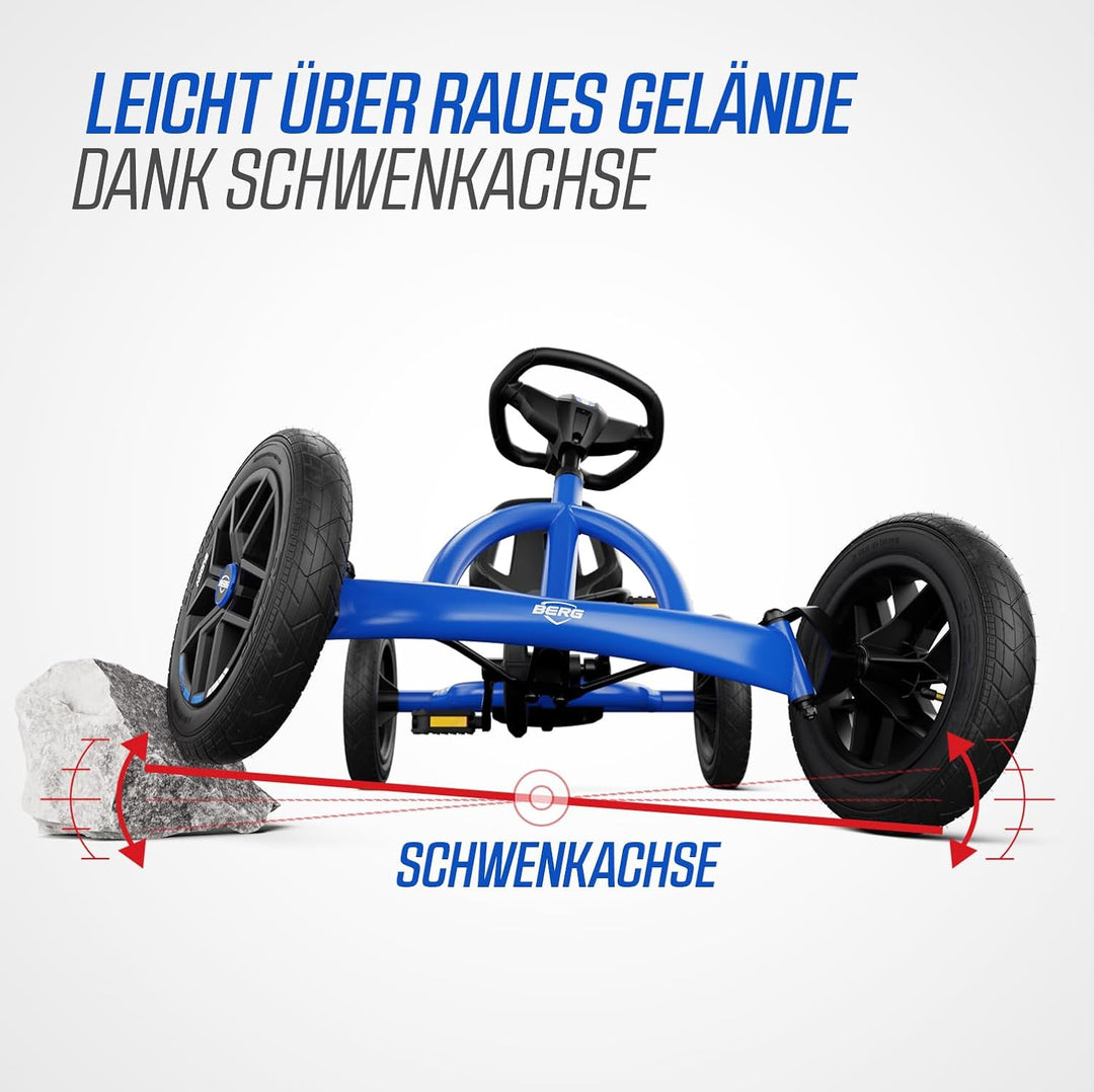 BERG Buddy Blue GoKart | Kinderfahrzeug, Tretfahrzeug mit hohem Sicherheitsstandard, Luftreifen und