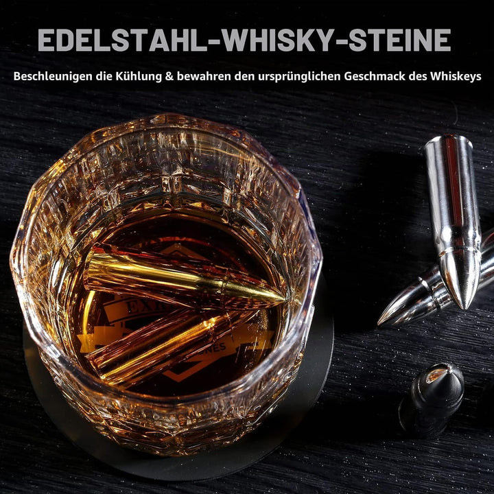 Whisky Gläser Set Ehemann- Whiskey Zubehör Set - 6 Whisky Steine - 2 Gläser, Zange & 2 Untersetzer 1