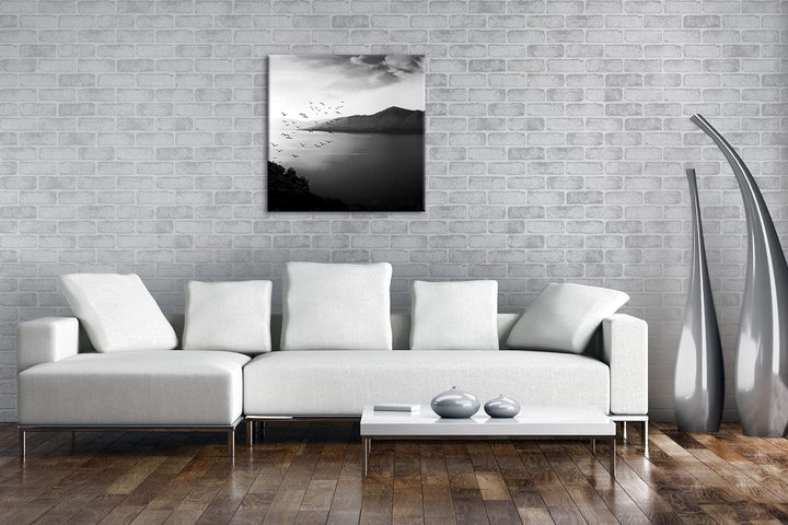 deyoli traumhaufter Sonnenaufgang am Meer Effekt: Schwarz&amp;Weiss Format: 60x60 als Leinwandbild, Moti