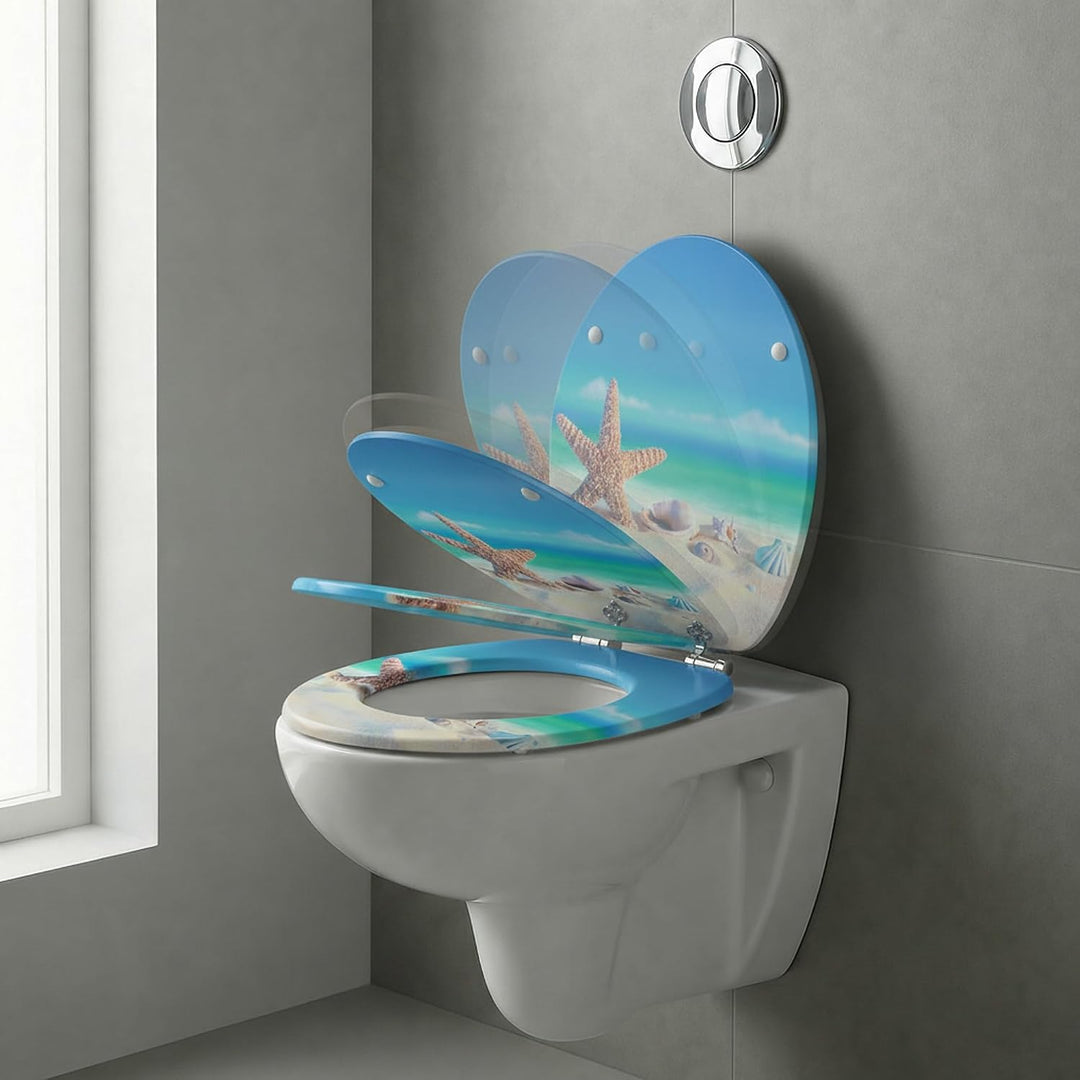 SINOBATH WC-Sitz Mit Absenkautomatik, Hochwertige Und Stabile Antibakterieller Toiletten, MDF Holzke