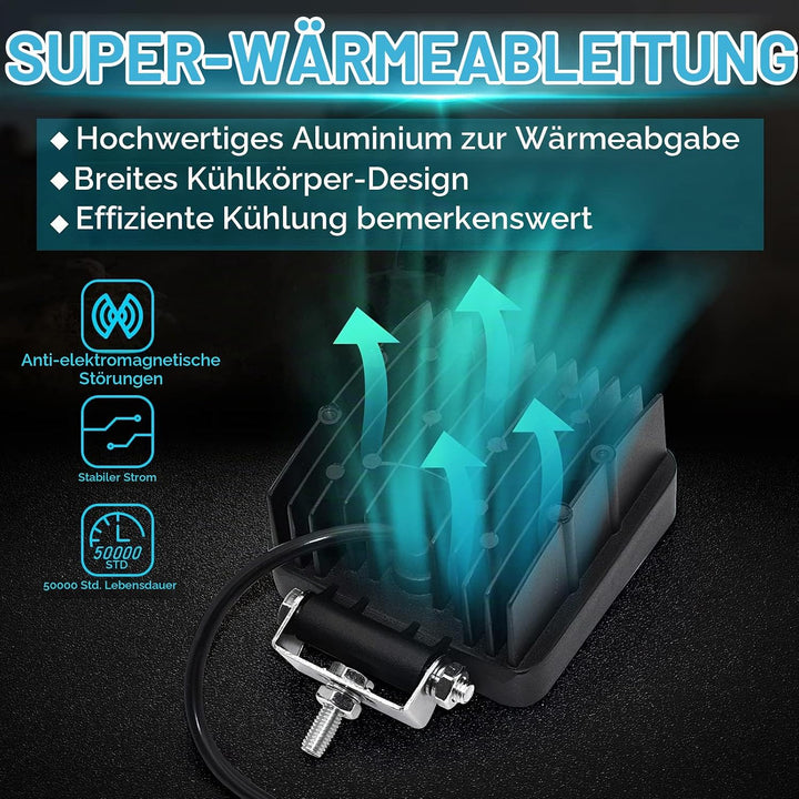 led Arbeitsscheinwerfer,2pcs led Scheinwerfer 12V 48W 4800LM LED strahler 6000K IP67 Spot &amp; Flood Qu