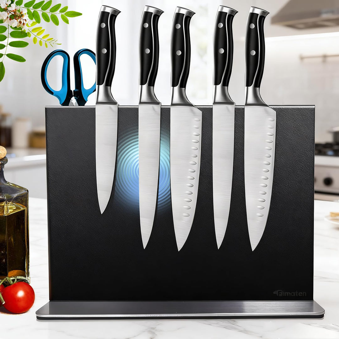 Magnetischer Messerblock ohne Messer - Schwarz Stark Magnetisch & Doppelseitig Messerblock aus Edels