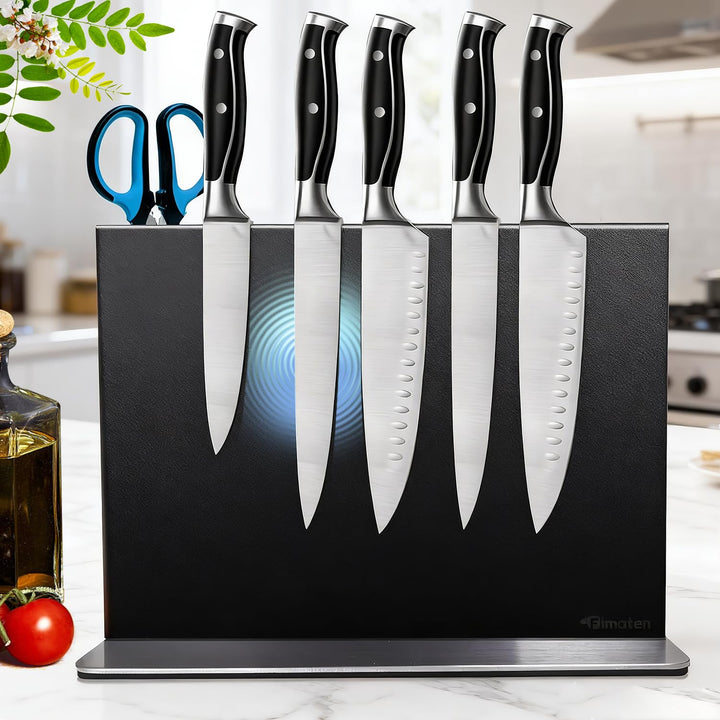 Magnetischer Messerblock ohne Messer - Schwarz Stark Magnetisch & Doppelseitig Messerblock aus Edels
