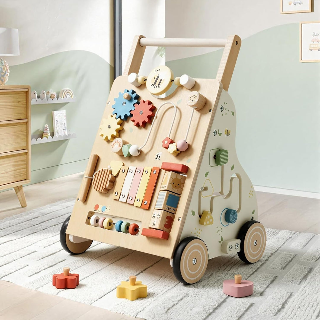 Labebe Baby Lauflernwagen Holz – Lauflernhilfe mit einstellbarer Geschwindigkeit und Höhe, Montessor