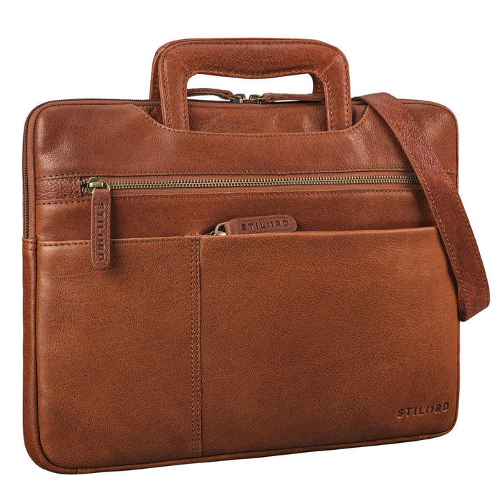 STILORD "Cole Vintage Laptoptasche 14 Zoll Leder Herren Schmal Laptophülle Echtleder Dokumententasch