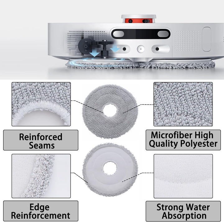 Geoviizon Zubehör für Xiaomi Robot Vacuum X10+,X20+ Saugroboter,1 Hauptbürste 4 Staubbeutel 4 Wischt
