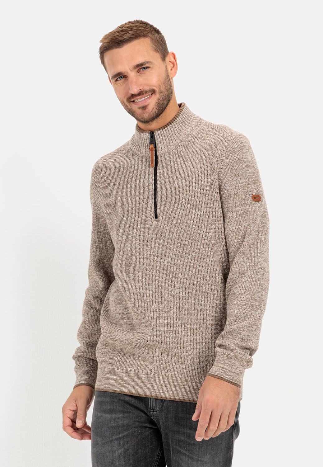 camel active Herren Feinstrick Troyer aus Baumwollmix XXL Beige, XXL Beige