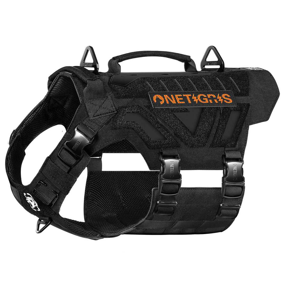 OneTigris X Armor Taktisches Hundegeschirr, Sicherheitsgeschirr mit Vollmetallschnalle und D-Ring, H