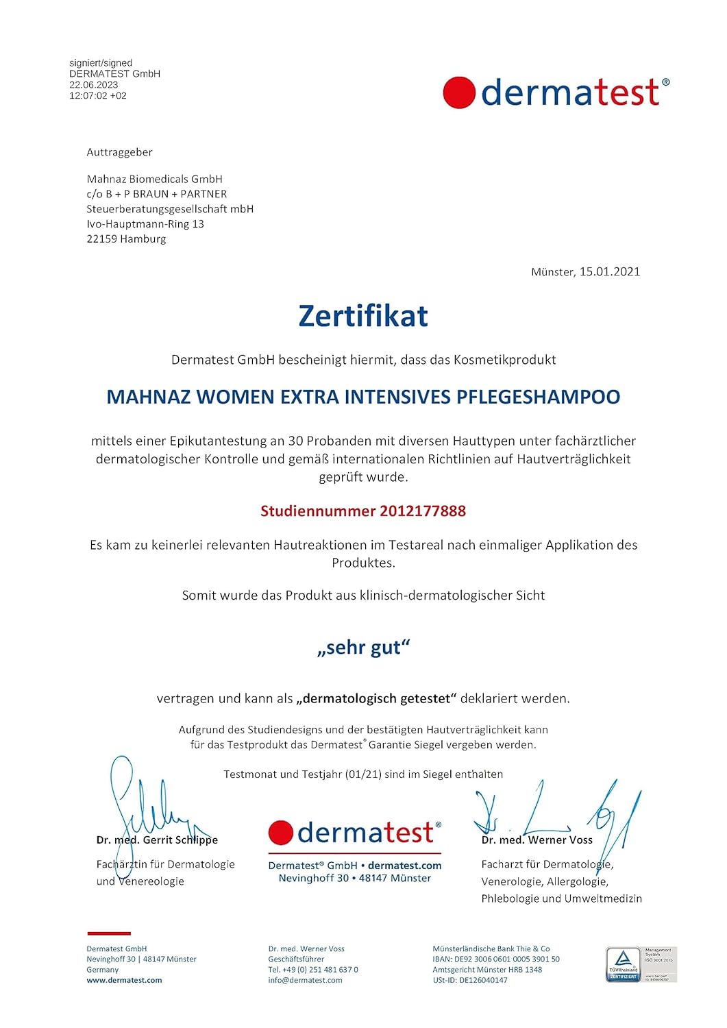 MAHNAZ® Veganes Shampoo für trockene Kopfhaut &amp; trockenes Haar - 200ml - Intensives Feuchtigkeitssha