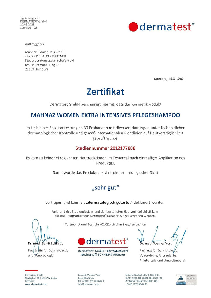 MAHNAZ® Veganes Shampoo für trockene Kopfhaut &amp; trockenes Haar - 200ml - Intensives Feuchtigkeitssha