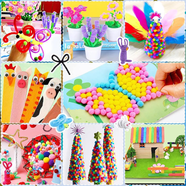 Purpledi 3300+ Stück Bastelsets für Kinder Bastelmaterial in Bastelkoffer, DIY Bastelzubehör Bastelb