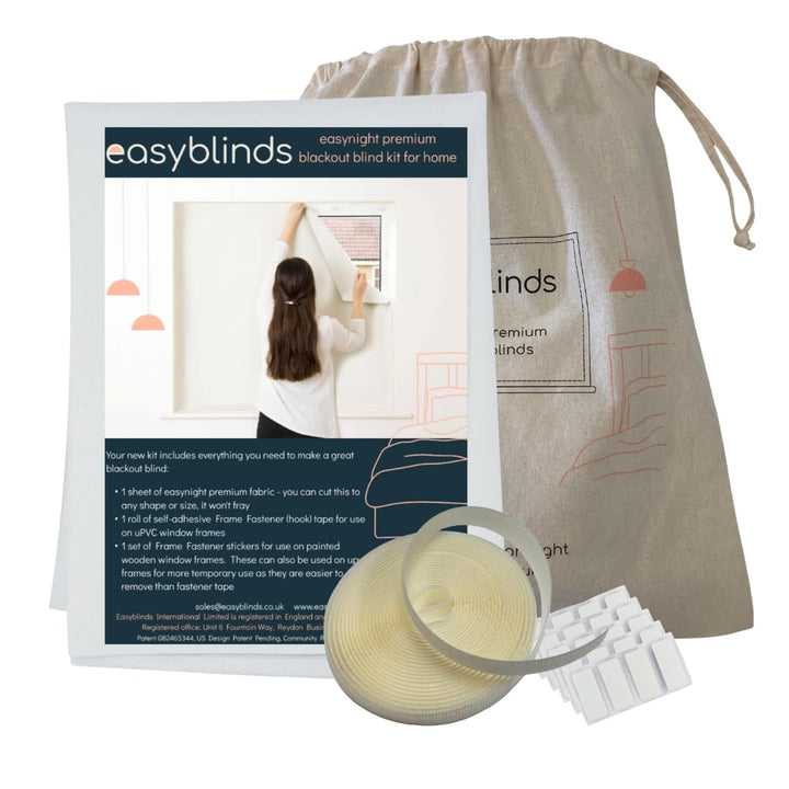 Easyblinds Easyblackout Verdunkelungsrollo, selbstklebend, Weiss, für Fenster bis 150x135cm, Zuschni
