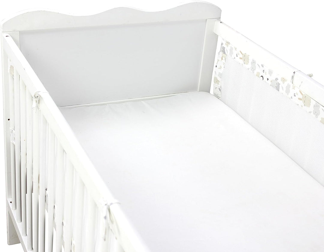 TupTam Gitterstäbe Schutz Netz Babybett Nestchen 3D Mesh 2er Pack, Farbe: Hase/Eule, Grösse: ca. 128