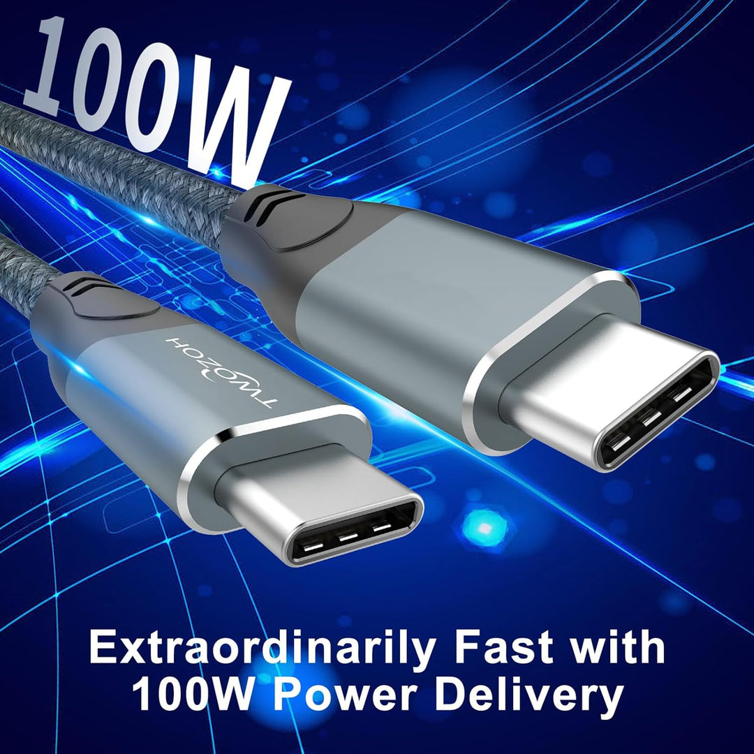 Twozoh 4K USB C Kabel 100W 4,5M (All-in-One), USB 3.2 Gen 2 X 2 20Gbps USB C 3.1 TypeC PD Schnelllad