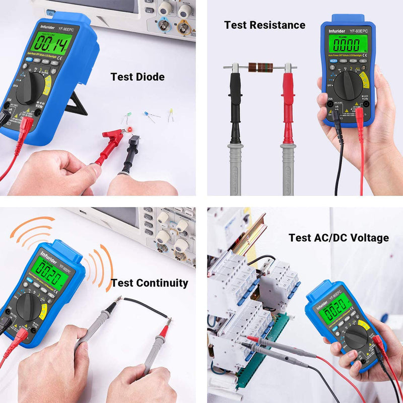 INFURIDER Digital Multimeter,4000 zählt Auto-Ranging YF-90EPC Voltmeter Amperemeter für AC/DC Spannu