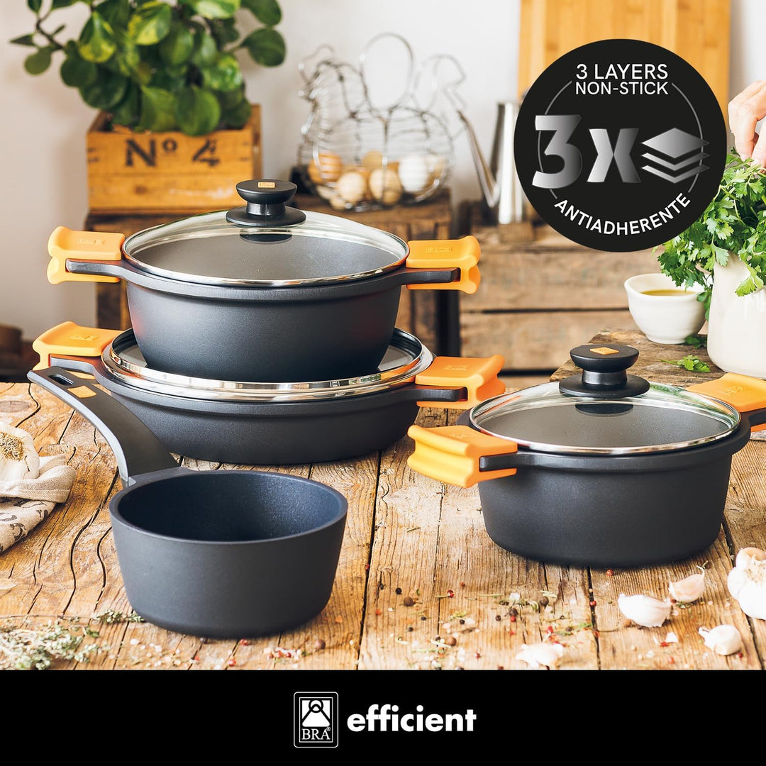 druckgegossenem Aluminium mit Deckel aus Glas orange 11.1 Effizienz anti-adhésif-ø 28 cm 28 cm, 28 c