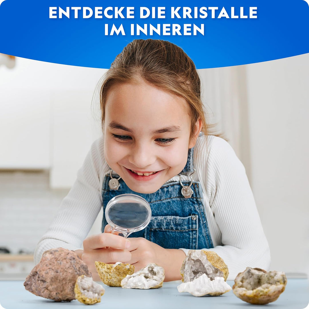 NATIONAL Geographic 4 Geoden Aufbrech-Set – Mit Schutzbrille & Ausstellungsständer – Mint Wissenscha