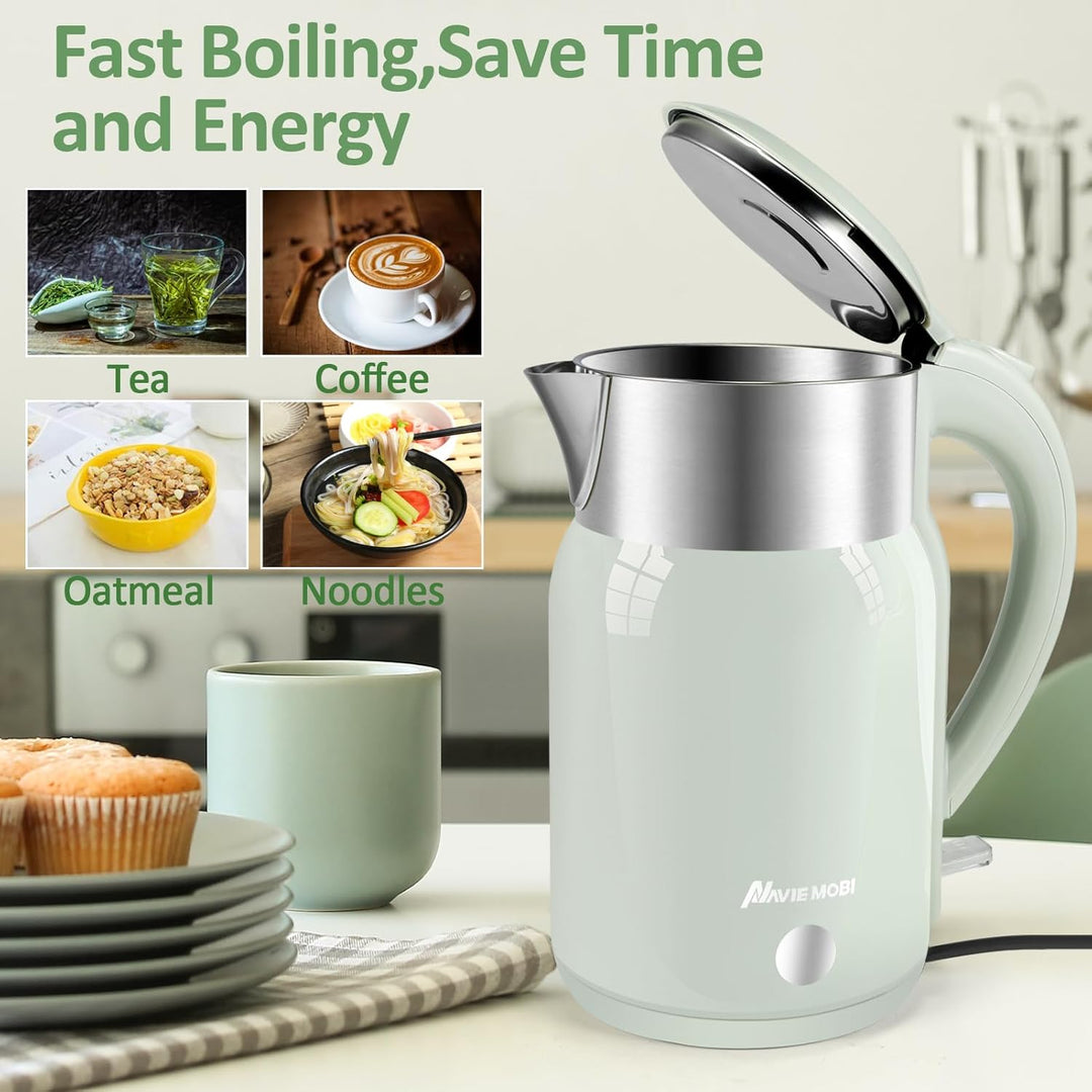 Wasserkocher Edelstahl mit 1.8 Liter,2200 Watt Schnellkochend Elektrischer Wasserkocher BPA Frei,Dop