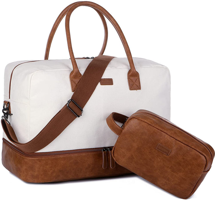Damen Segeltuch Reisetasche Wochenendtasche Canvas Travel Duffel Weekender Tasche Handgepäck mit Sch