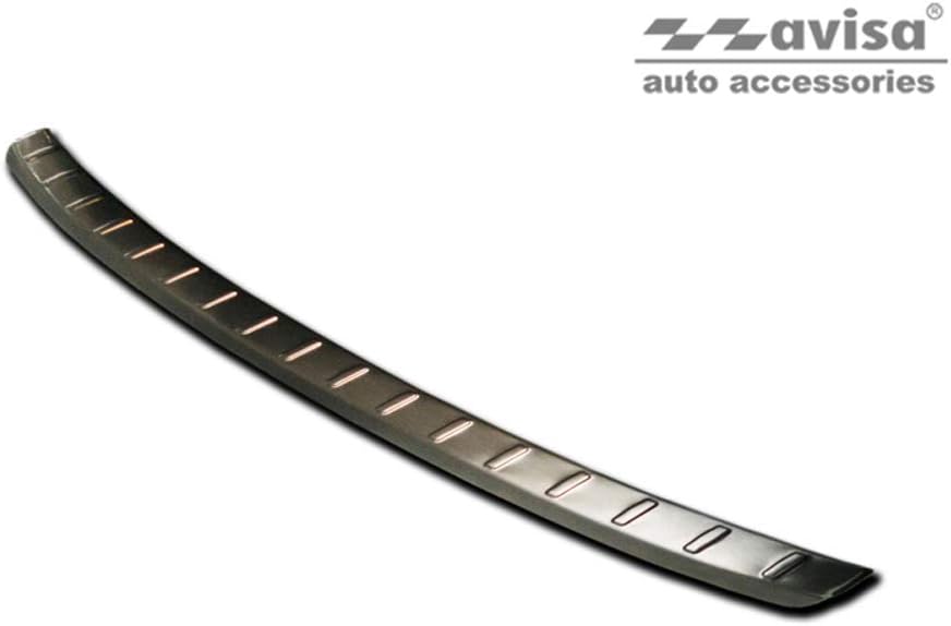 Avisa Schwarz Edelstahl Heckstossstangenschutz kompatibel mit Peugeot 208 II HB 5-türer 2019- 'Ribs'