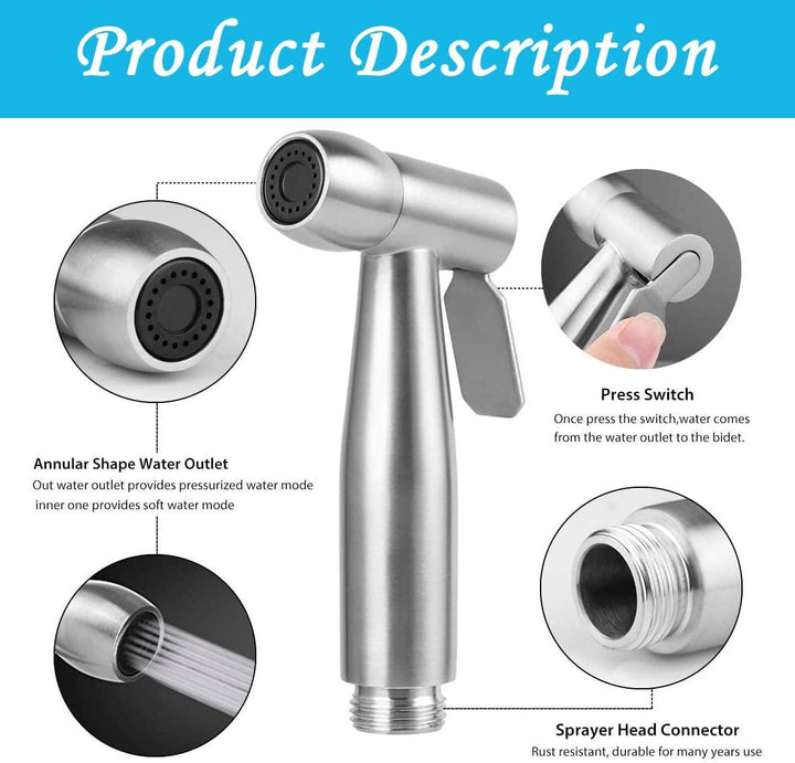 Bidet Edelstahl Handbrause, Muslimische Edelstahldusche Und Baby-StoffwindelsprüH Kit Mit Wasserhahn