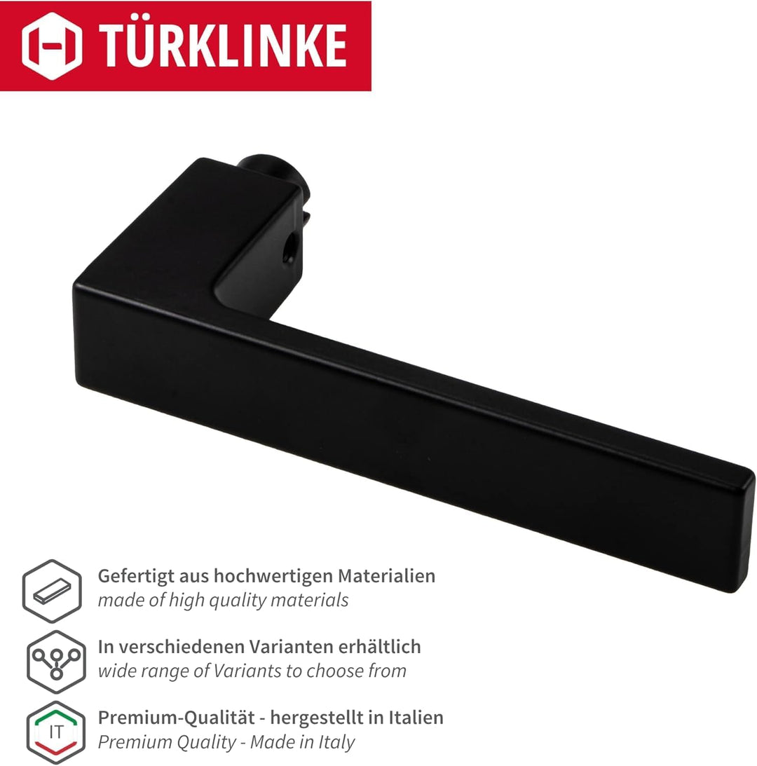 Gedotec Türklinke schwarz | 1 Set Türbeschlag schwarz Türgriffe Zimmertür modern eckige Rosette für