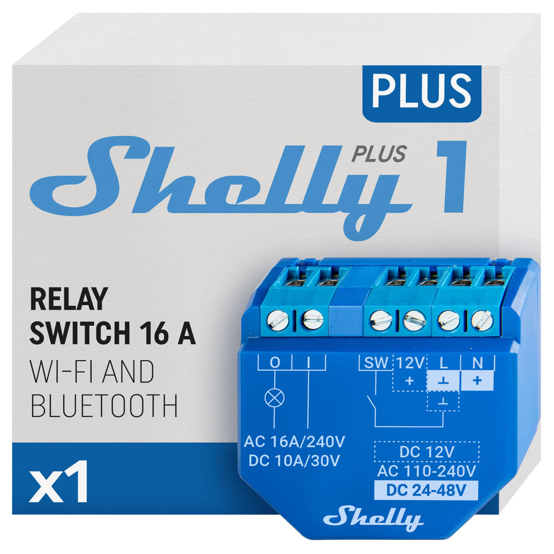 Shelly Plus 1 | Wlan & Bluetooth Smart Relais Schalter - 16A | Trockenkontakt | Lichtschalter | Haus