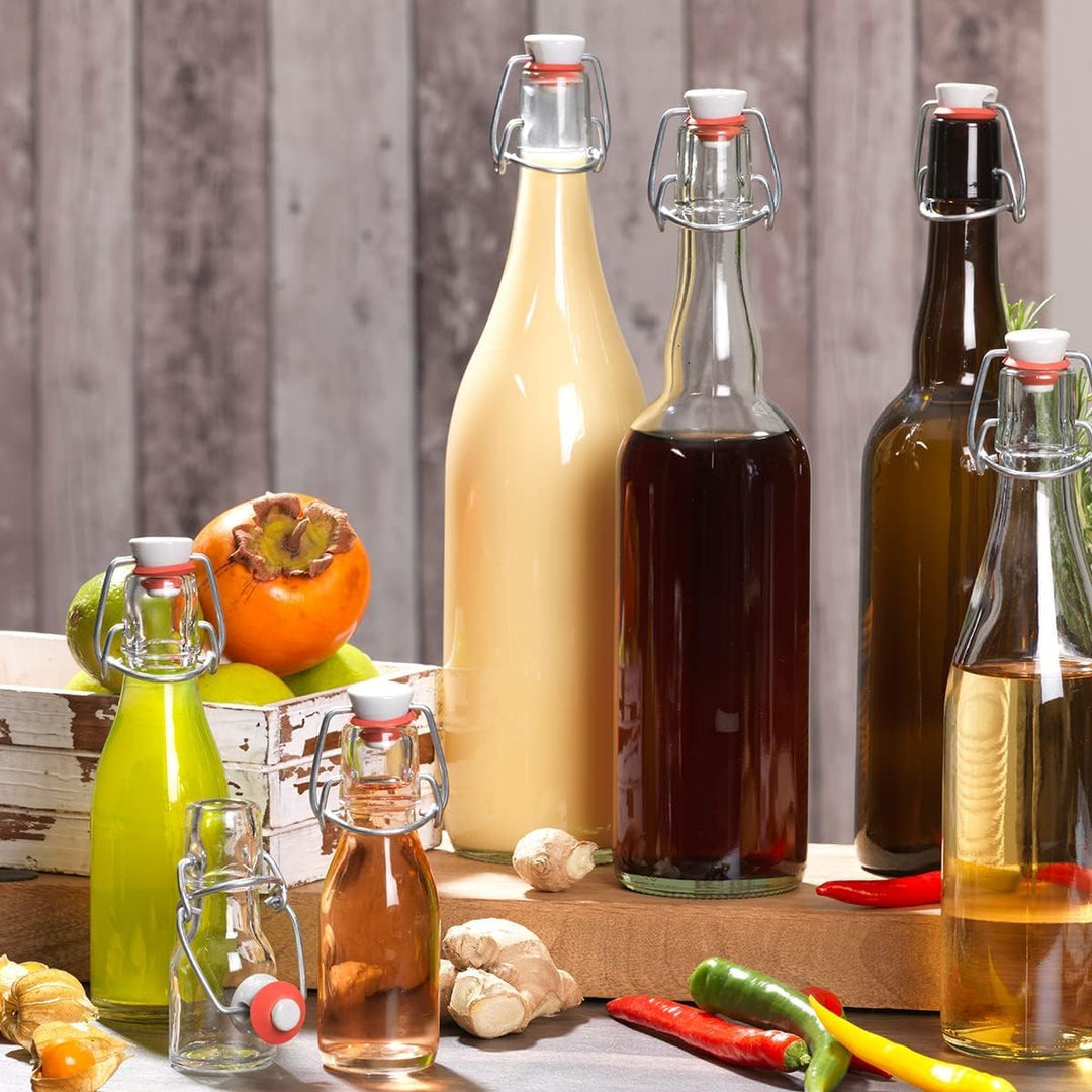 hocz 10er Set Bügelflaschen Bügelflasche Glasflaschen 330ml mit Bügelverschluss zum Selbstbefüllen B