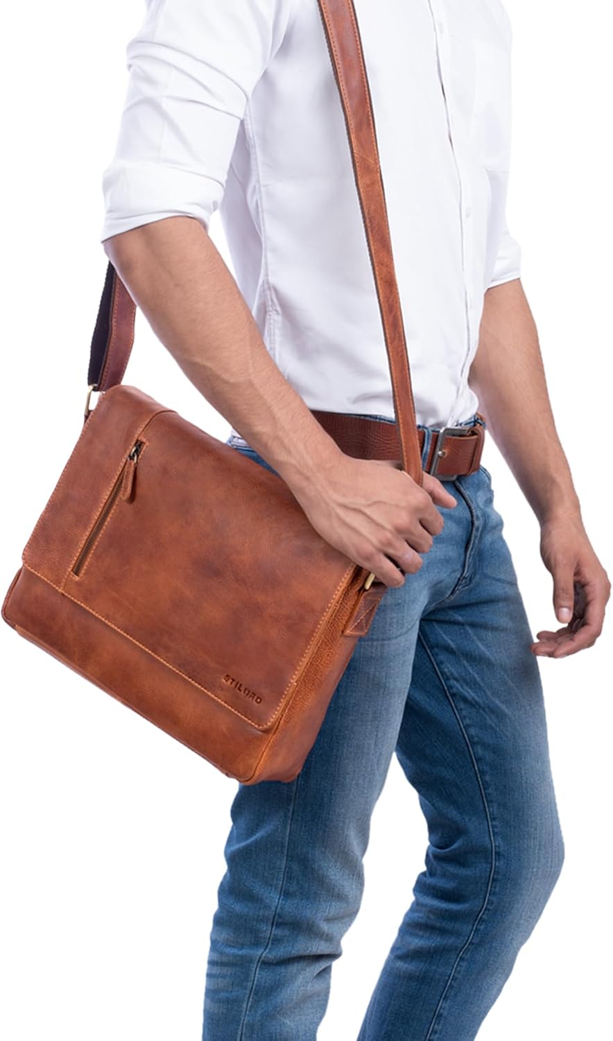 STILORD 'Davis' Messenger Bag Leder 13 Zoll Laptop Tasche Vintage Umhängetasche Schultertasche für U