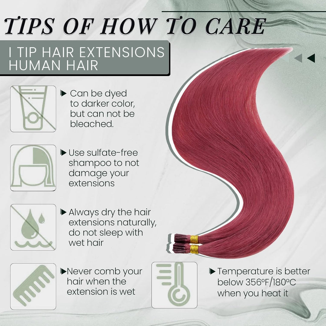 RUNATURE Bonding Extensions Echthaar Burgundy I Tip Echthaar Extensions Burgundy Bonding Keratin Haa