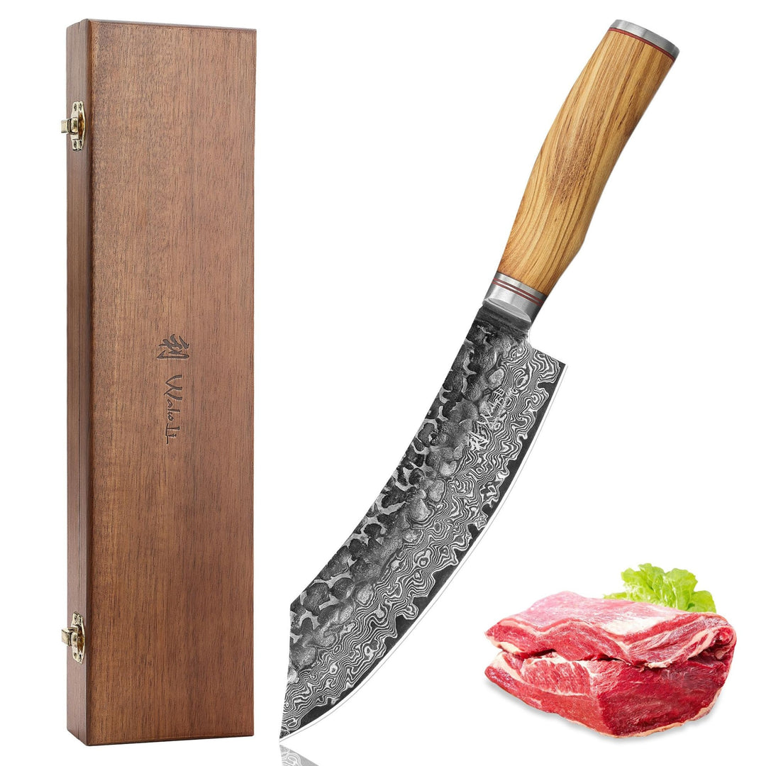 Wakoli Olive HS Serie Damastmesser Blockmesser 20 cm Klinge extrem scharf aus 67 Lagen I Damast Prof