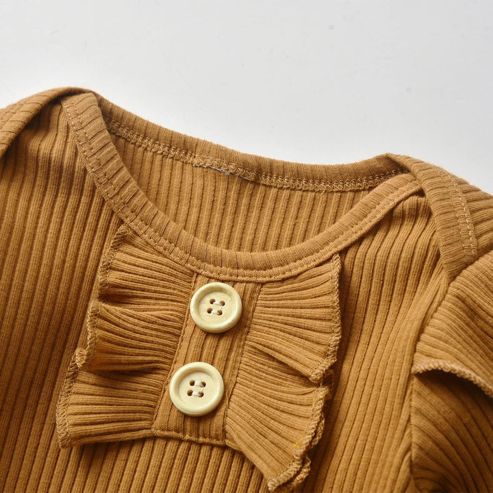 Neugeborenes Baby Mädchen Kleidung Sets Kleinkind Langarm Strampler Rüschen Tops & Blumen Bedruckte