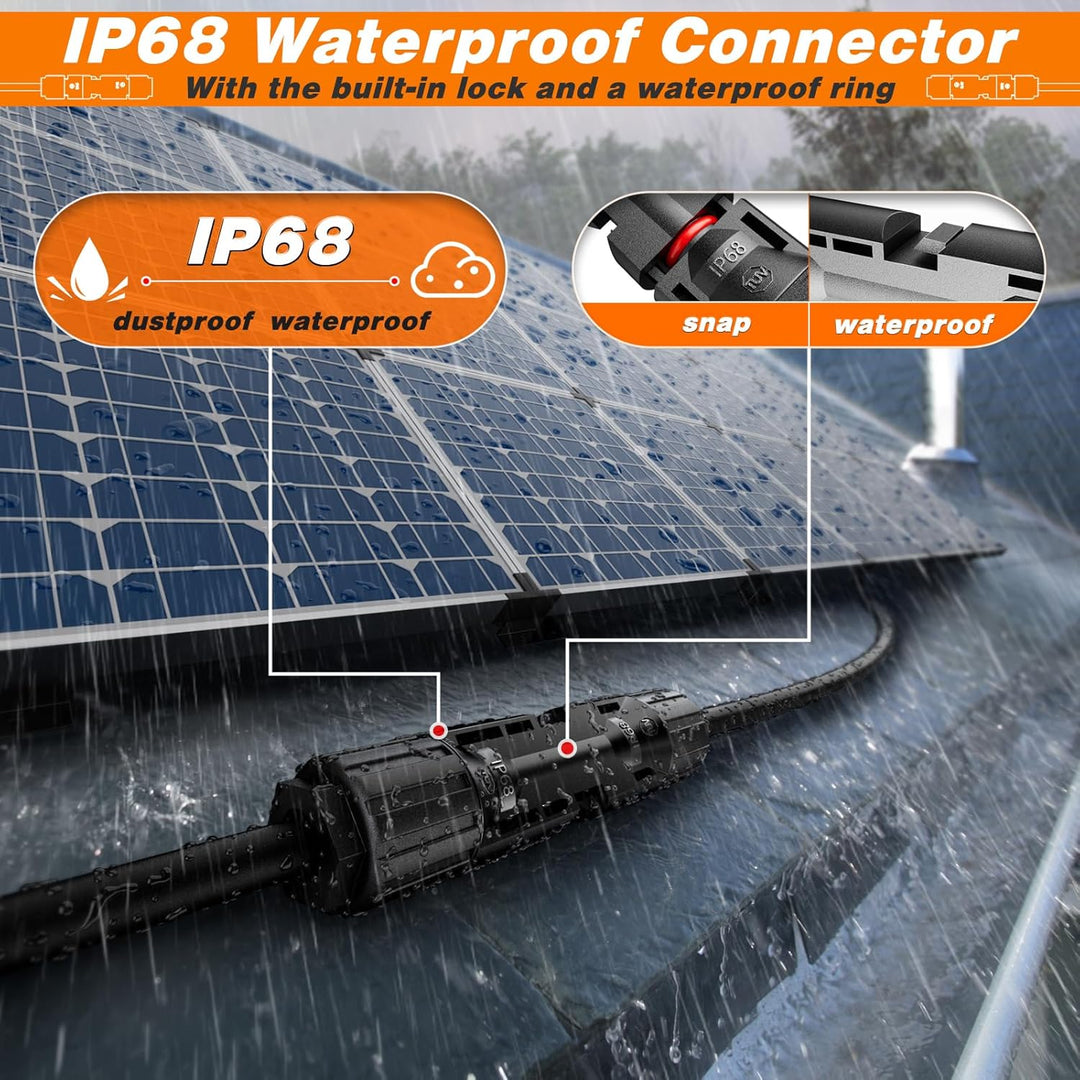 PEBA Solarkabel Verlängerung 4mm²/6mm², Solarkabel 1/2/3/5/8/10/15/20M mit Solarstecker, Photovoltai