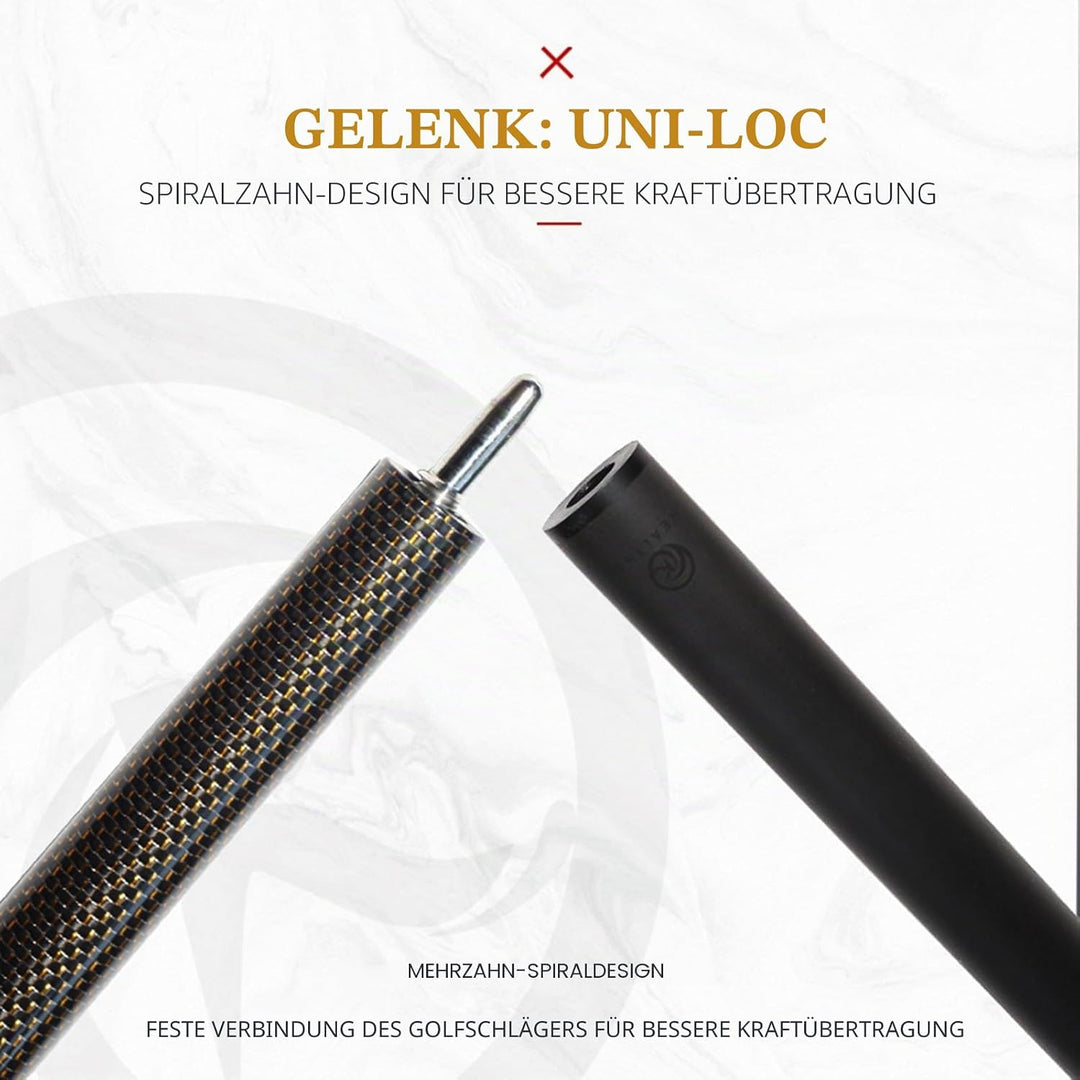 KHEALING Billardqueue aus Kohlefaser, 58 Zoll, 1/2-Zoll-Struktur, 3-Zahn-Anschluss, 12,4 mm Spitze,