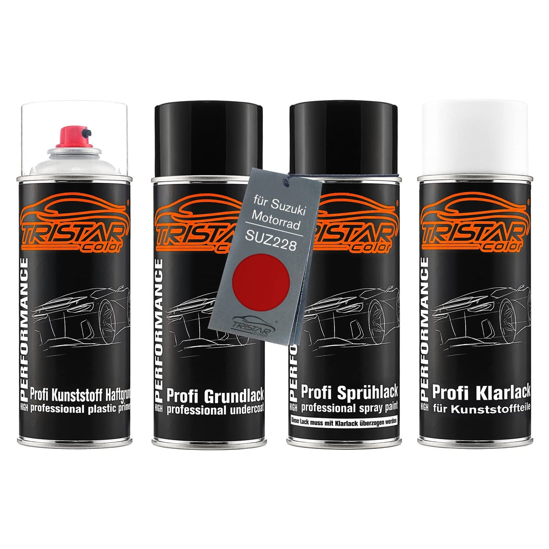 TRISTARcolor Motorradlack Spraydosen Set für Kunststoff Stossstange für Suzuki Motorrad SUZ228 Mira