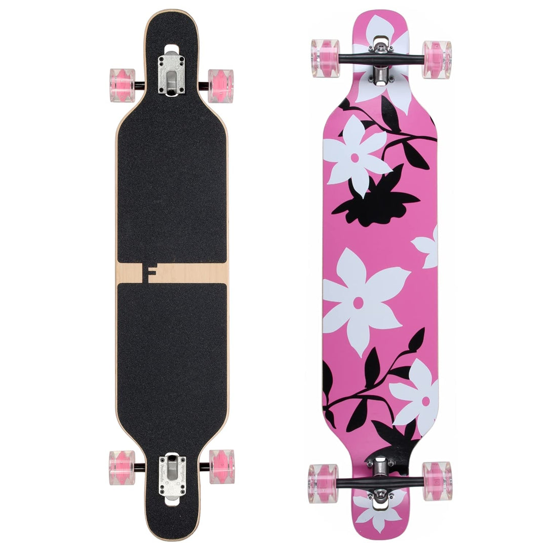 FunTomia Longboard mit 3 Flex Stufen Drop Through Cruiser Komplettboard Mach1 Speed Kugellager T-Too