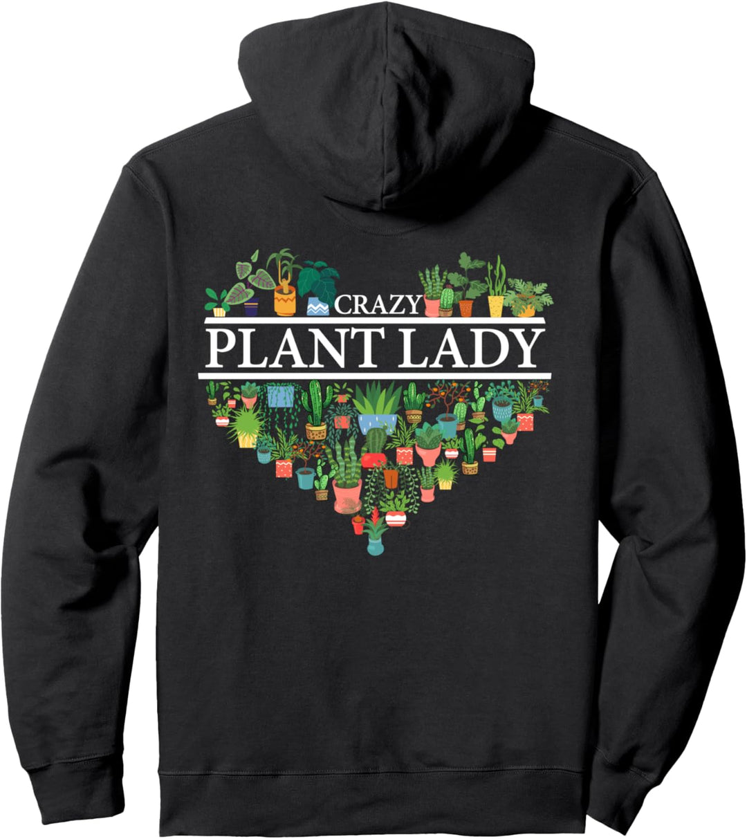 Crazy Plant Lady Heart Funny Plant Lovers Pullover Hoodie