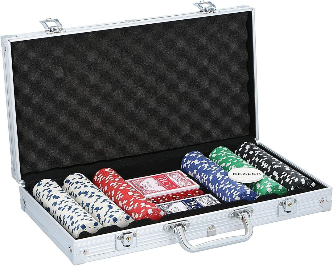 Pokerset Komplett – Pokerkoffer mit 300 Pokerchips und Pokerkarten – Pokerkarten für Kinder und Erwa