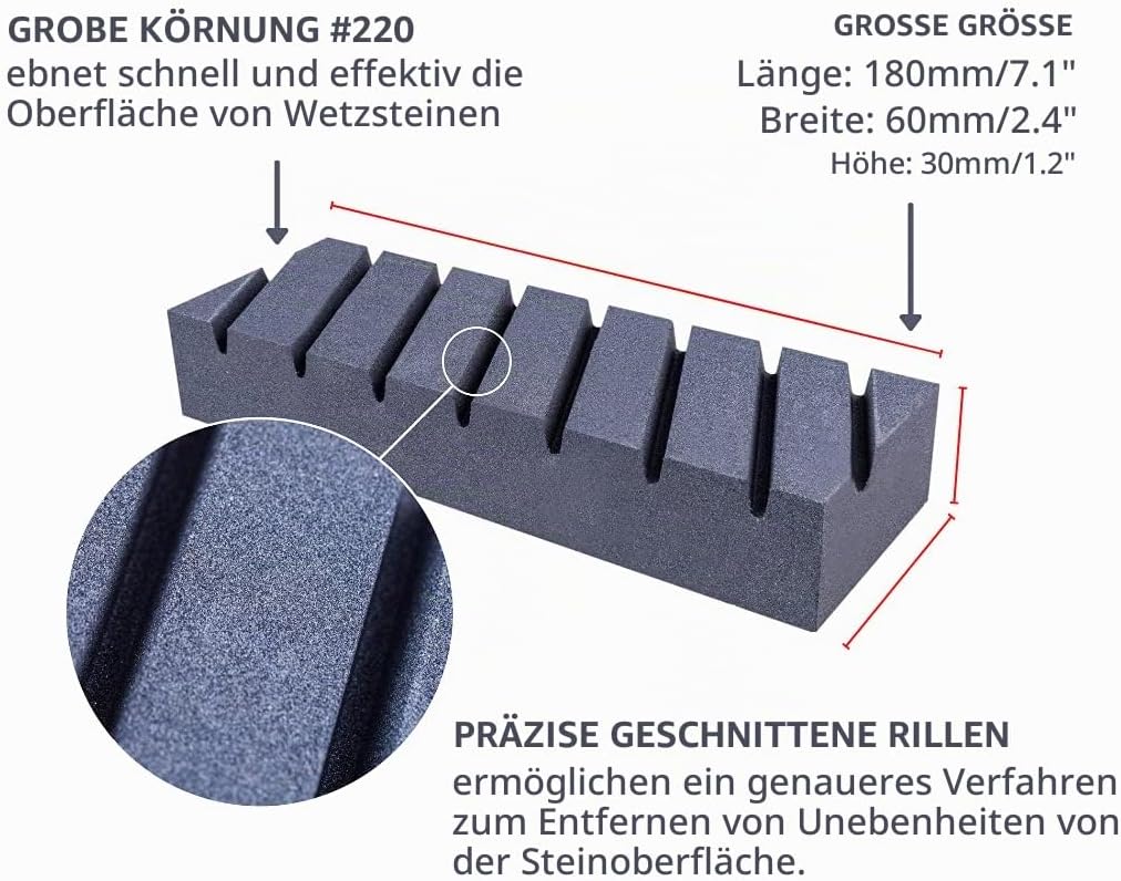 BACHER Läppstein mit Körnung 220 - Abrichtstein für Schleifsteine und Wetzstein – Abrichtblock besch