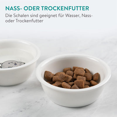 Navaris Futterstation Futternäpfe für Katzen und Hunde - Futternapf Set aus Porzellan - 3X Fressnapf