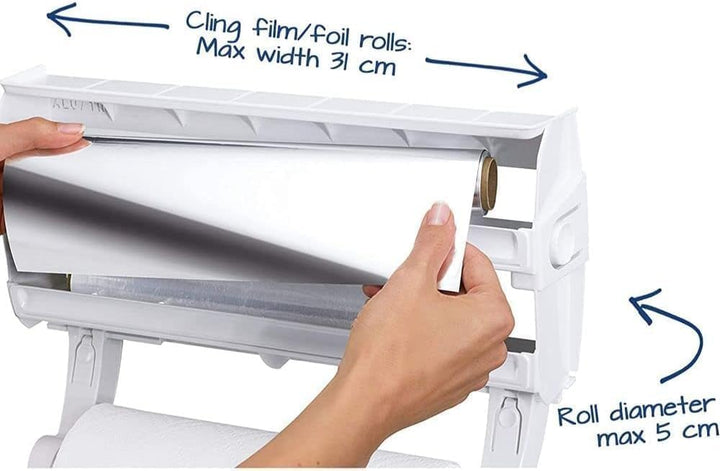Leifheit Wandrollenhalter Parat F2 ComfortLine-Serie für insgesamt 3 Rollen, Folienschneider mit Abs