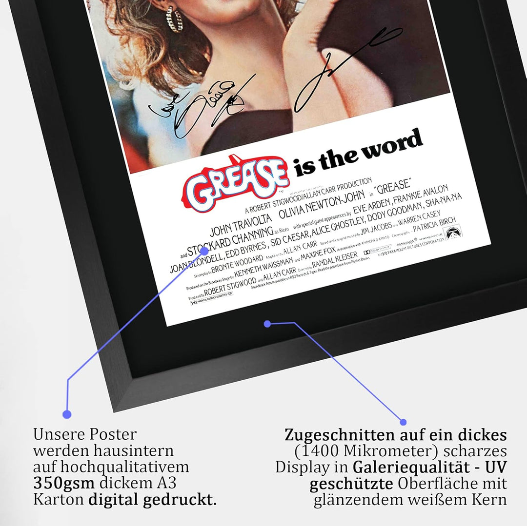 HWC Trading Grease A3 Gerahmte Signiert Gedruckt Autogramme Bild Druck-Fotoanzeige Geschenk Für Oliv