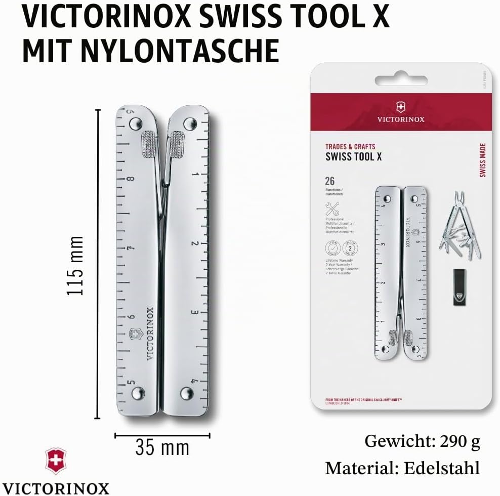 Victorinox, Multifunktionstool, SwissTool, Taschen Werkzeug, Funktionen, Kombi-Spitzzange, Feststell